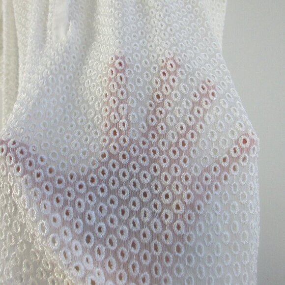 Club Monaco Silk Sheer Blouse Women S White Sleeveless Henley Boho Summer 104 - Picture 7 of 12